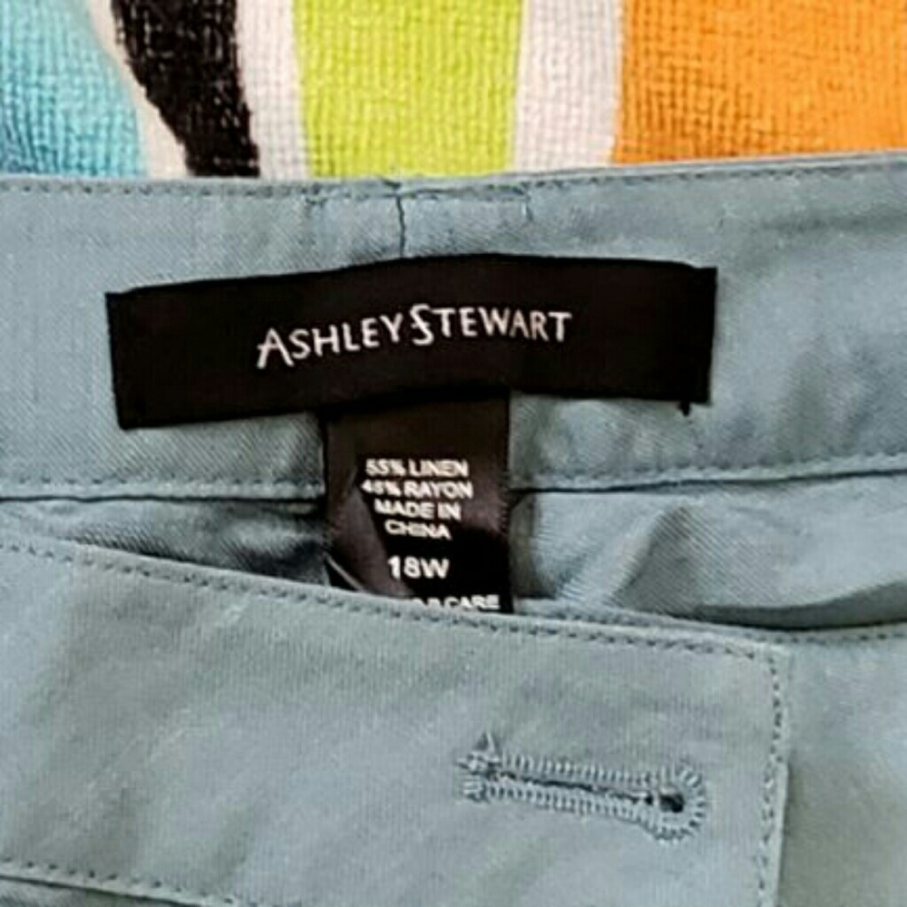 Ashley Stewart Plus Size Baby Blue Linen Pants
